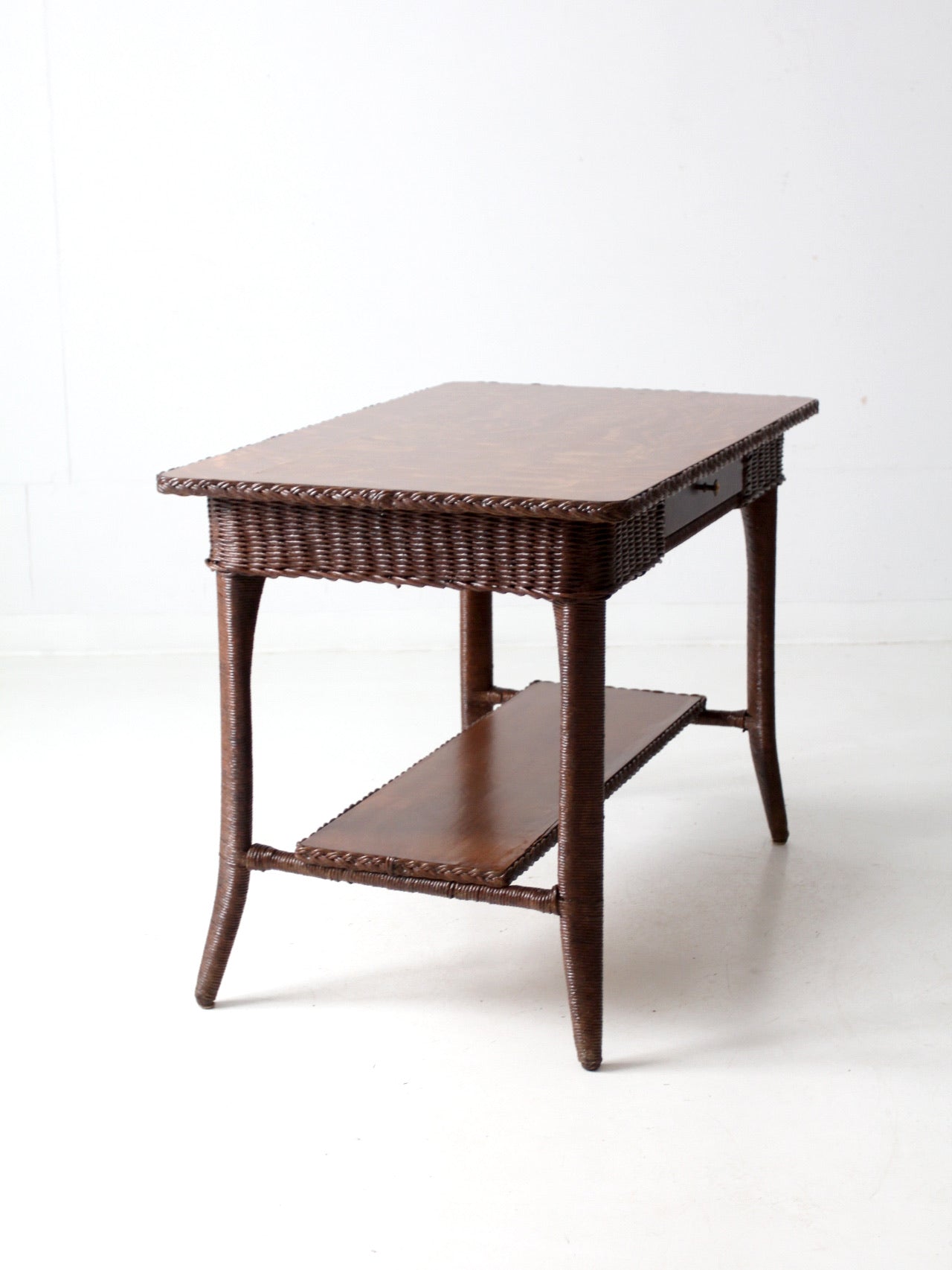 antique wicker library table