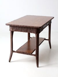 antique wicker library table