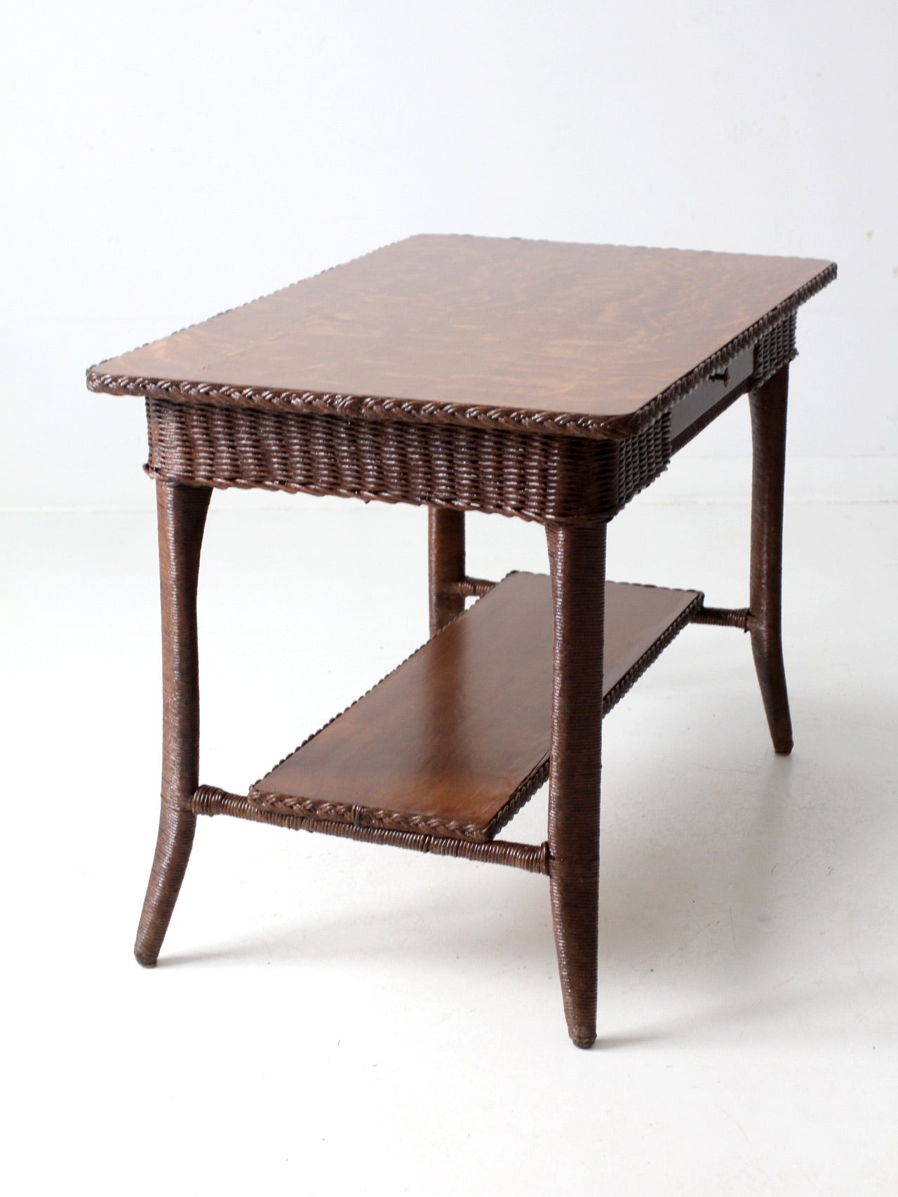 antique wicker library table