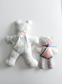 vintage quilted teddy bears pair