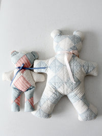 vintage quilted teddy bears pair