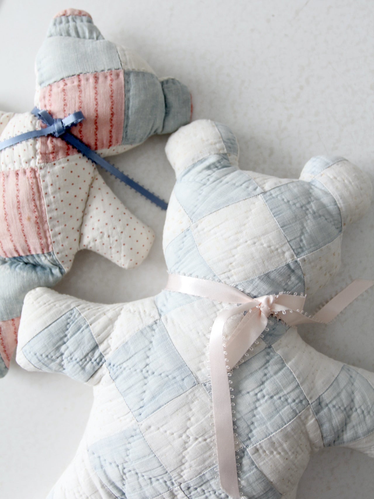 vintage quilted teddy bears pair