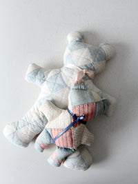 vintage quilted teddy bears pair