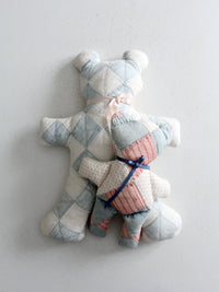 vintage quilted teddy bears pair