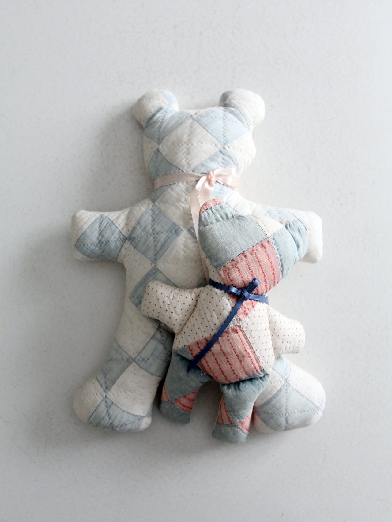 vintage quilted teddy bears pair