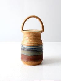 vintage studio pottery basket vase
