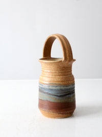 vintage studio pottery basket vase