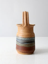 vintage studio pottery basket vase