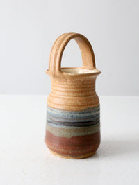 vintage studio pottery basket vase