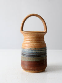 vintage studio pottery basket vase