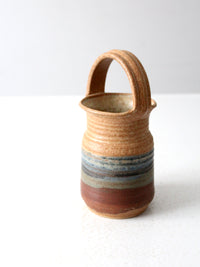 vintage studio pottery basket vase