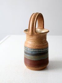 vintage studio pottery basket vase
