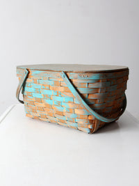 vintage splint weave picnic basket