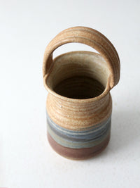 vintage studio pottery basket vase