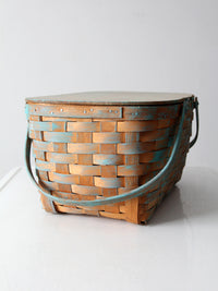 vintage splint weave picnic basket