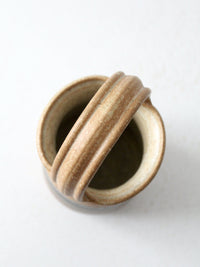 vintage studio pottery basket vase