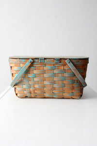 vintage splint weave picnic basket