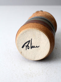 vintage studio pottery basket vase