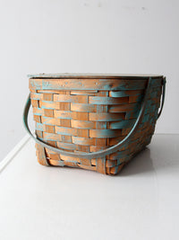 vintage splint weave picnic basket