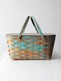 vintage splint weave picnic basket