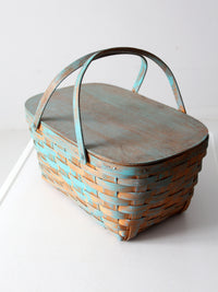 vintage splint weave picnic basket