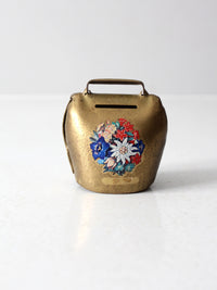 vintage brass hand-painted cowbell