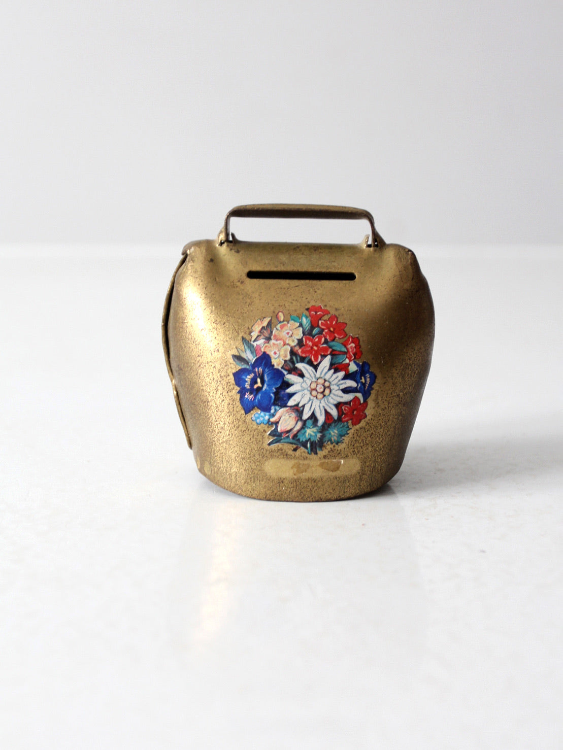vintage brass hand-painted cowbell
