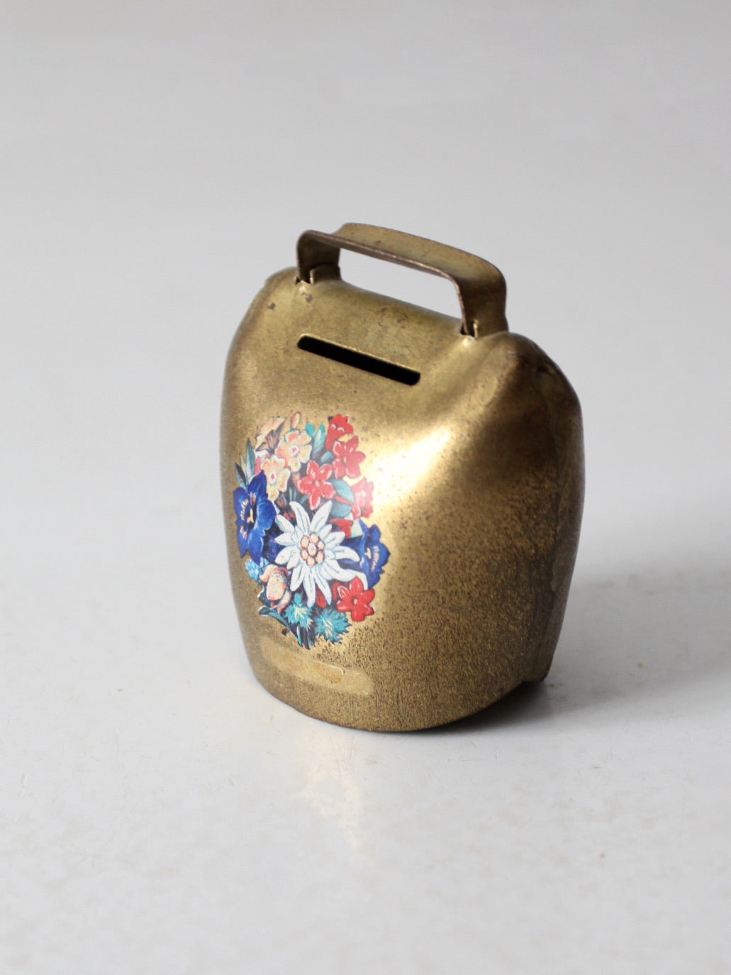 vintage brass hand-painted cowbell
