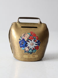 vintage brass hand-painted cowbell