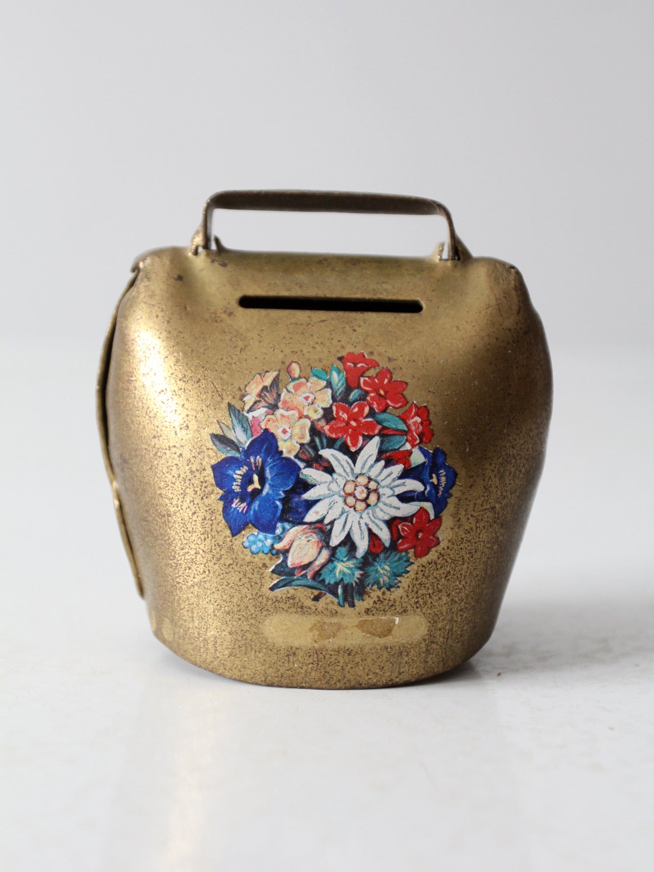 vintage brass hand-painted cowbell