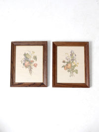 vintage framed botanical prints by JL Prevost Set