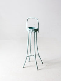 vintage painted wicker plant stand