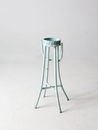 vintage painted wicker plant stand