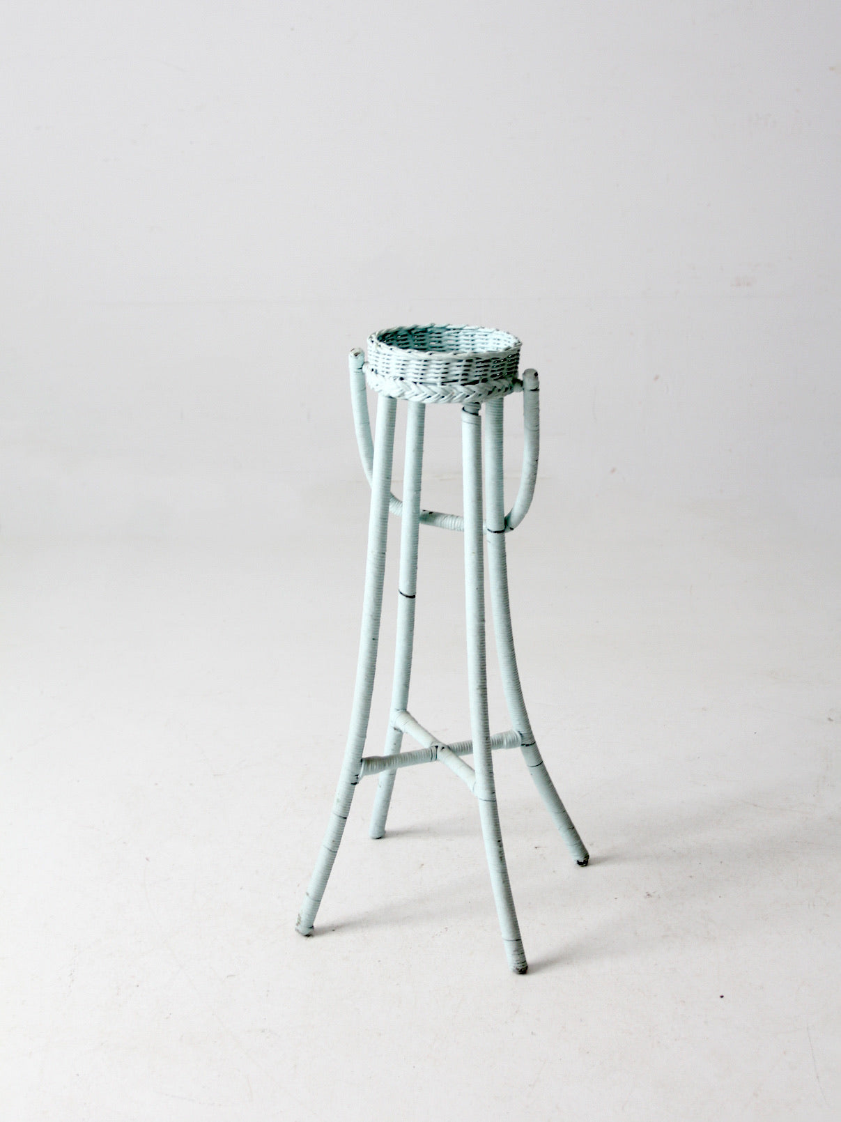 vintage painted wicker plant stand