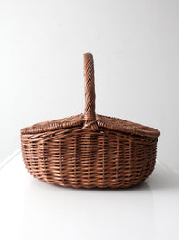 vintage wicker split-lid picnic basket