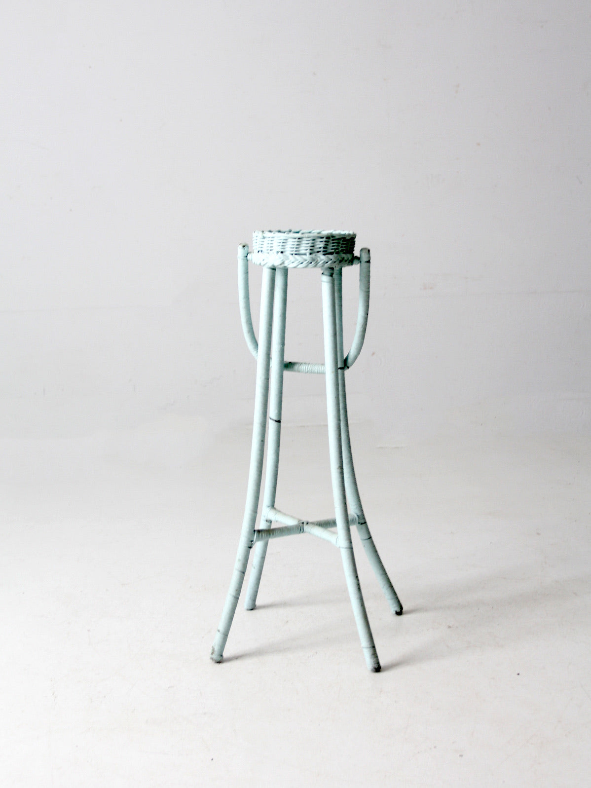 vintage painted wicker plant stand