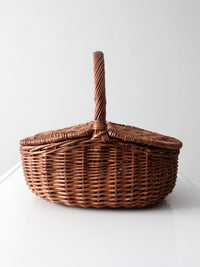 vintage wicker split-lid picnic basket