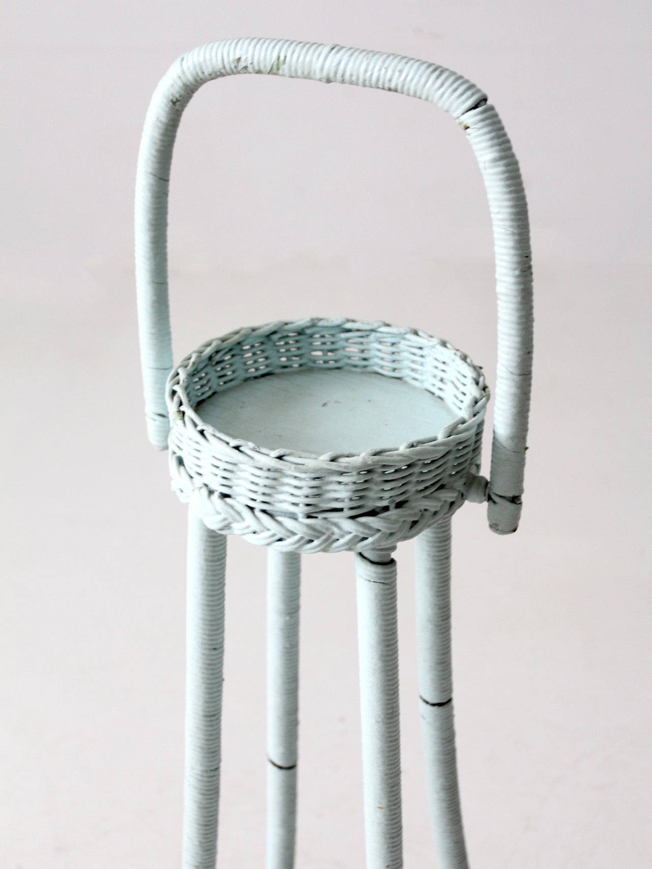 vintage painted wicker plant stand