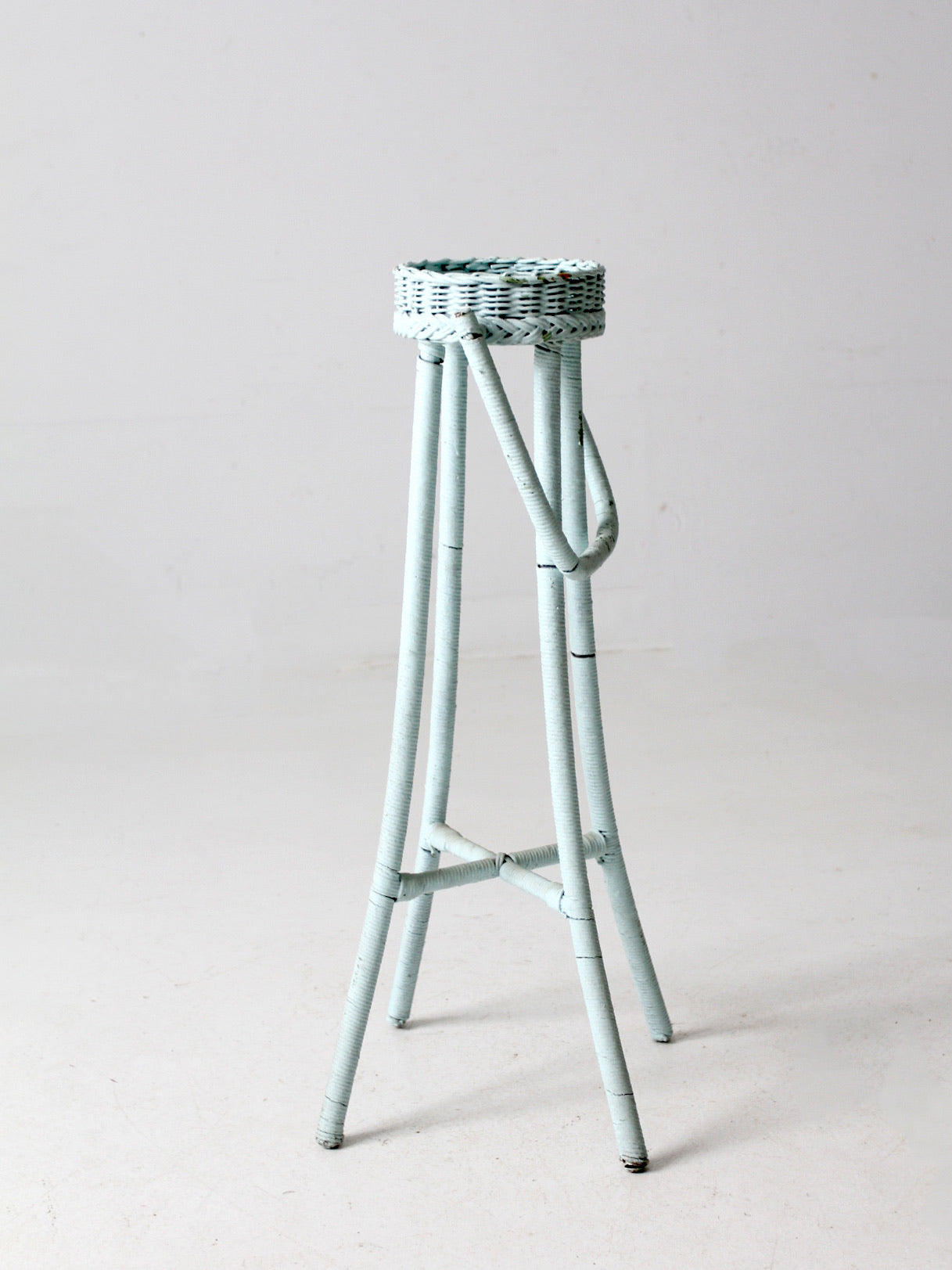 vintage painted wicker plant stand