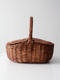 vintage wicker split-lid picnic basket
