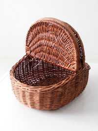 vintage wicker split-lid picnic basket