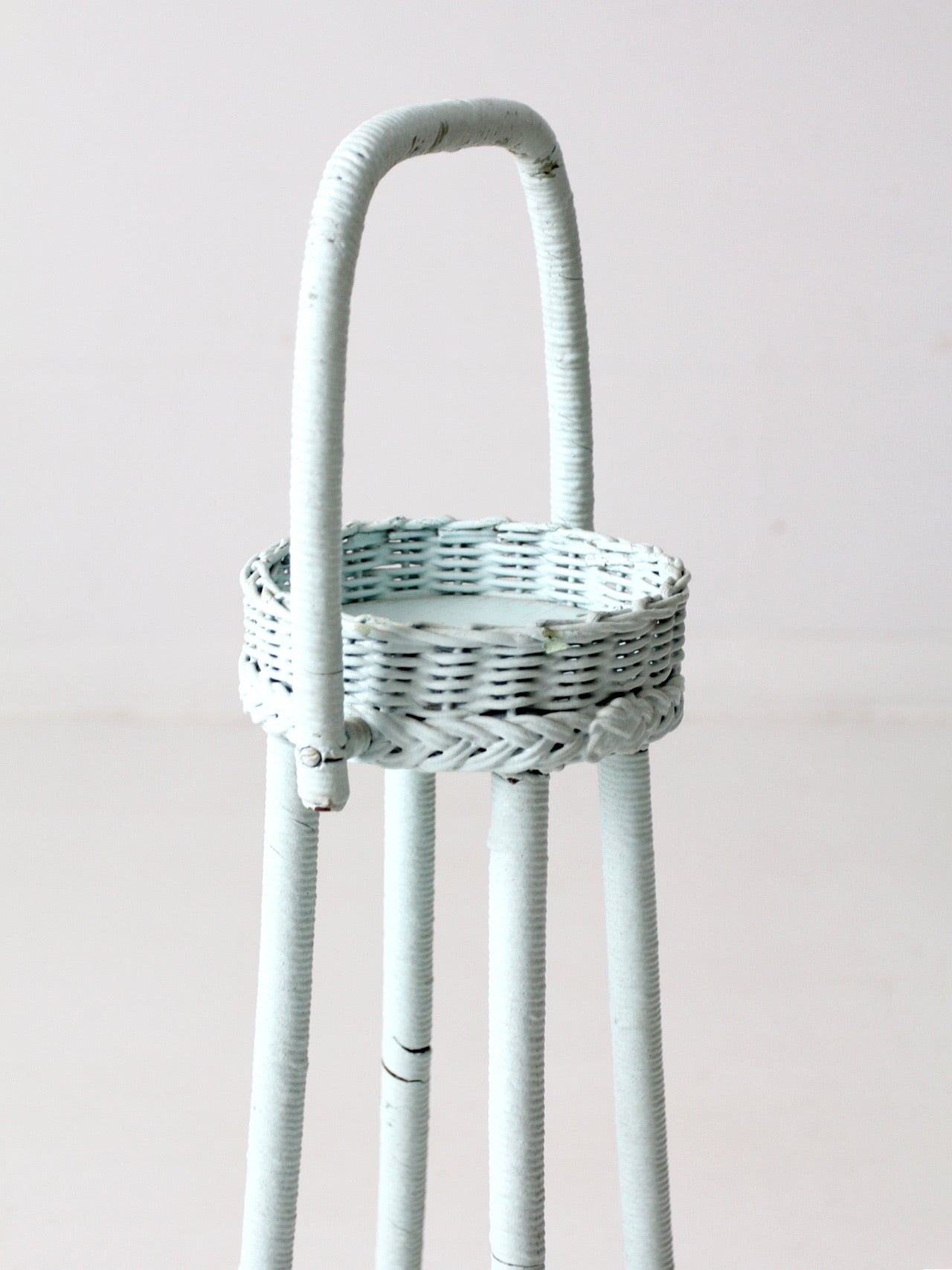 vintage painted wicker plant stand