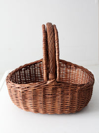 vintage wicker split-lid picnic basket