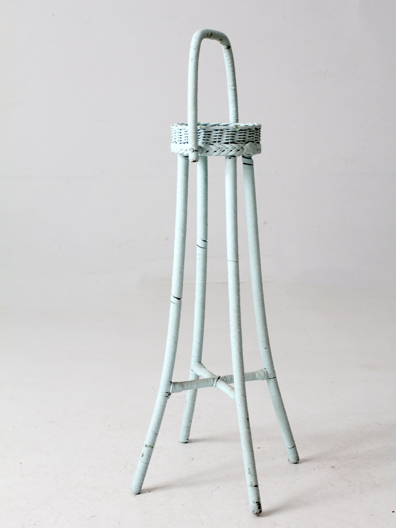 vintage painted wicker plant stand