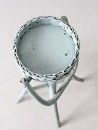 vintage painted wicker plant stand