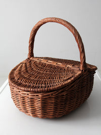 vintage wicker split-lid picnic basket