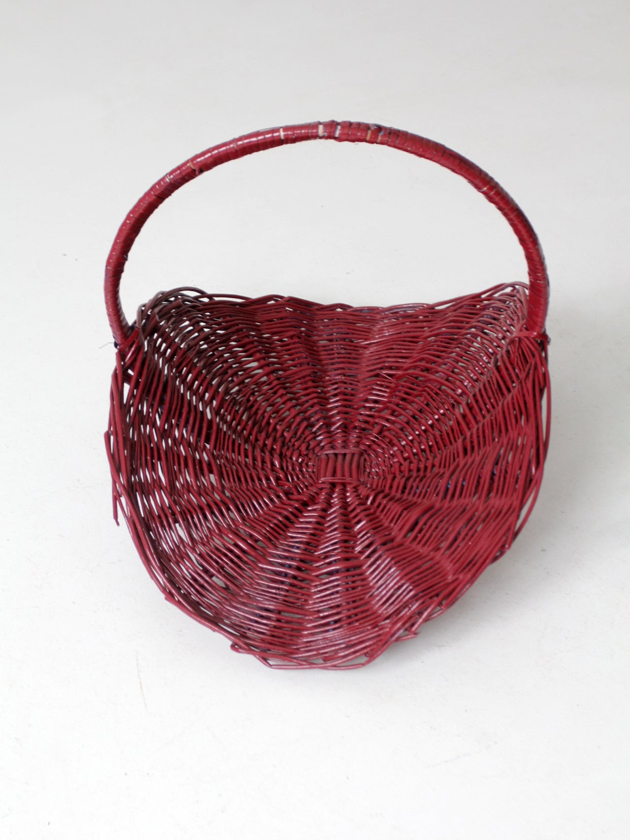 vintage painted wicker flower basket