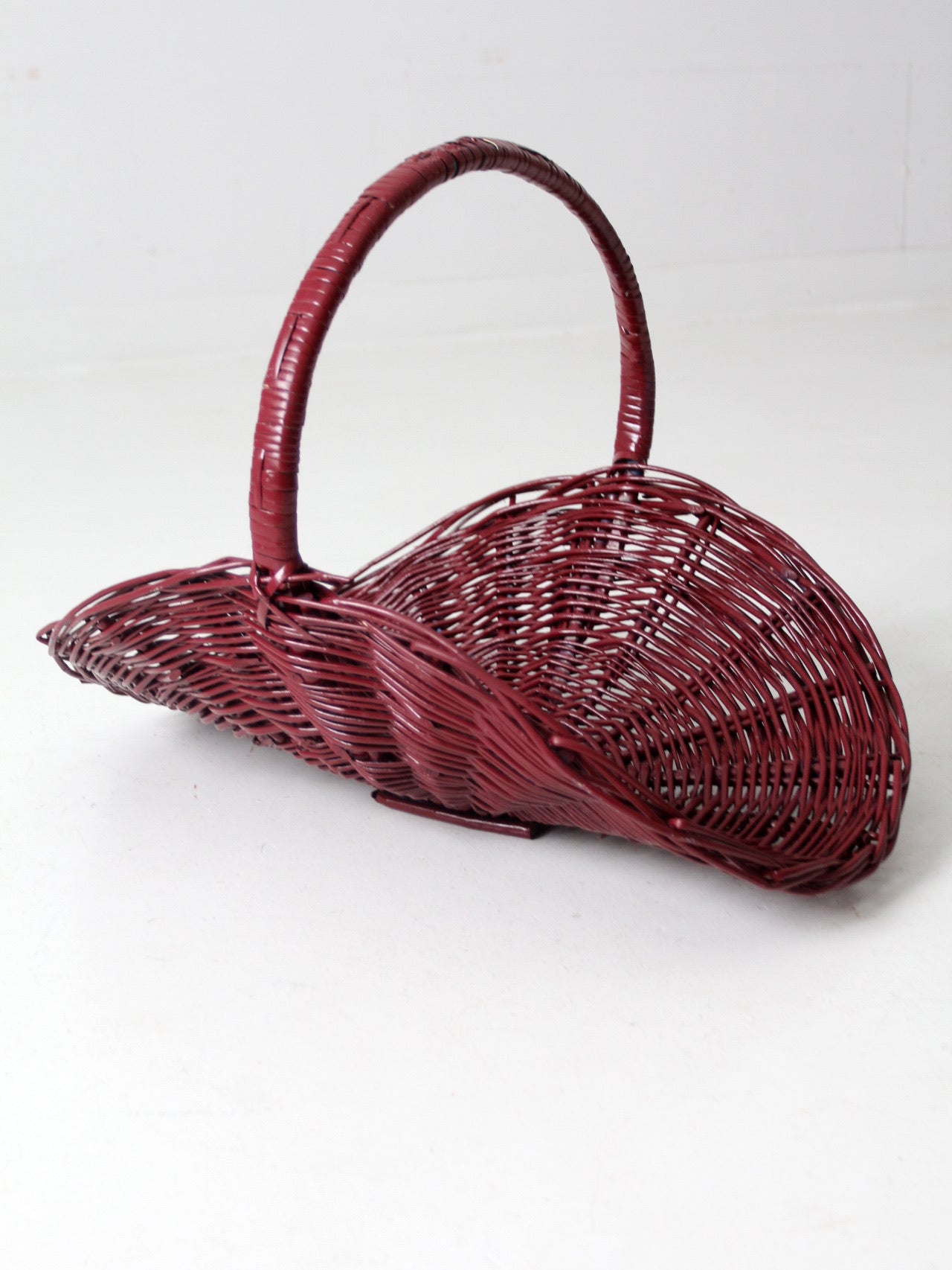 vintage painted wicker flower basket