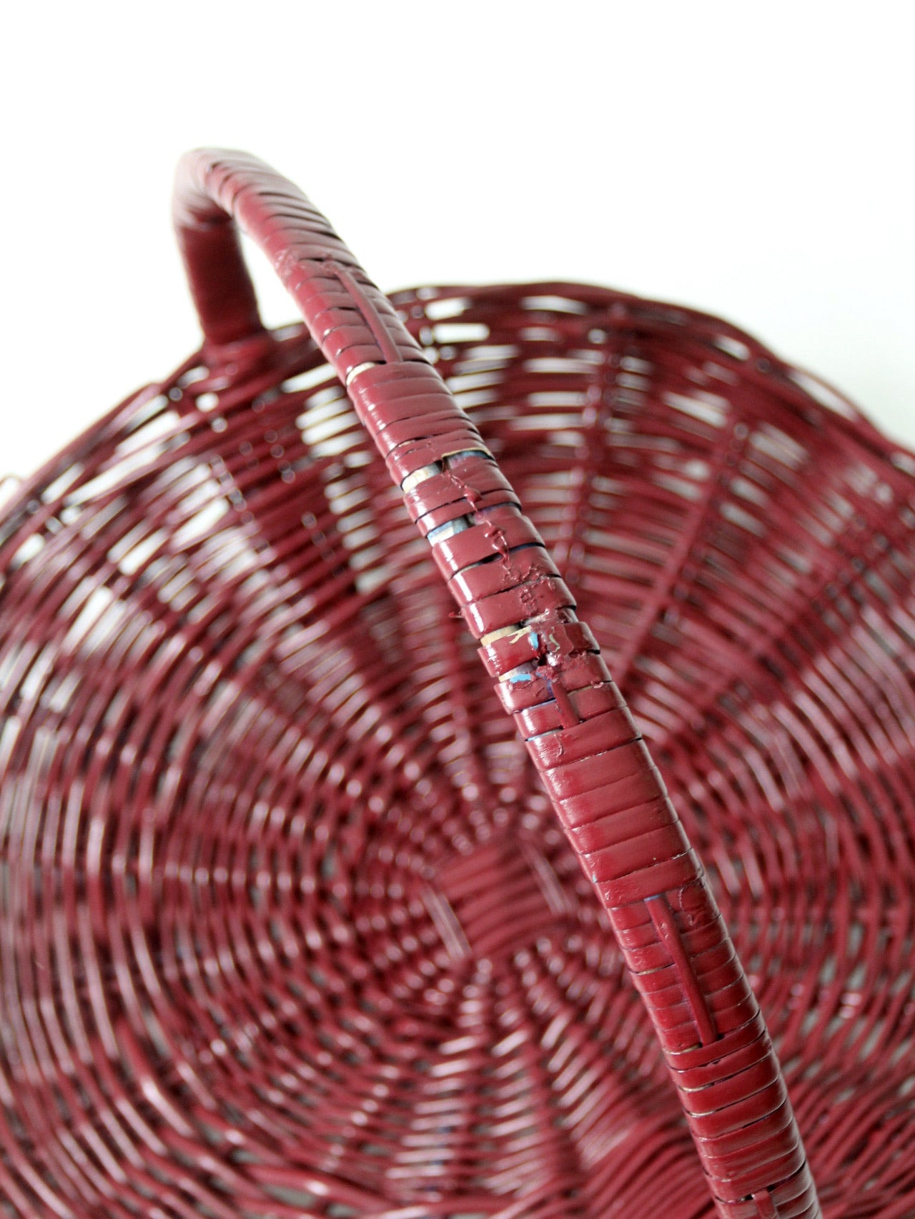 vintage painted wicker flower basket