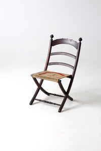 antique tapestry campaign folding chair